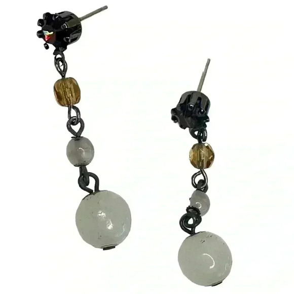 Jewelry - Beaded dangle earrings with topaz studs women’s jewelry